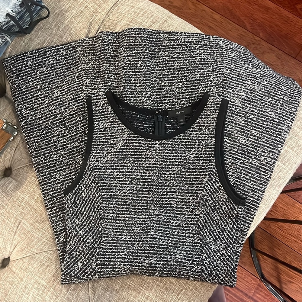 j crew black and white textured/tweed dress